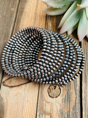 Navajo Sterling Silver Pearl Beaded Wrap Bracelet