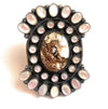 Navajo Sterling Silver, Mother of Pearl & Wild Horse Cluster Adjustable Ring