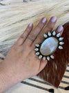 Navajo Mother Of Pearl And Sterling Silver Adjustable Statement Ring