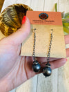 Navajo Pearl Sterling Silver Ball & Chain Dangle Earrings