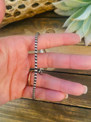 Navajo Sterling Silver Pearl 3mm Beaded Bracelet