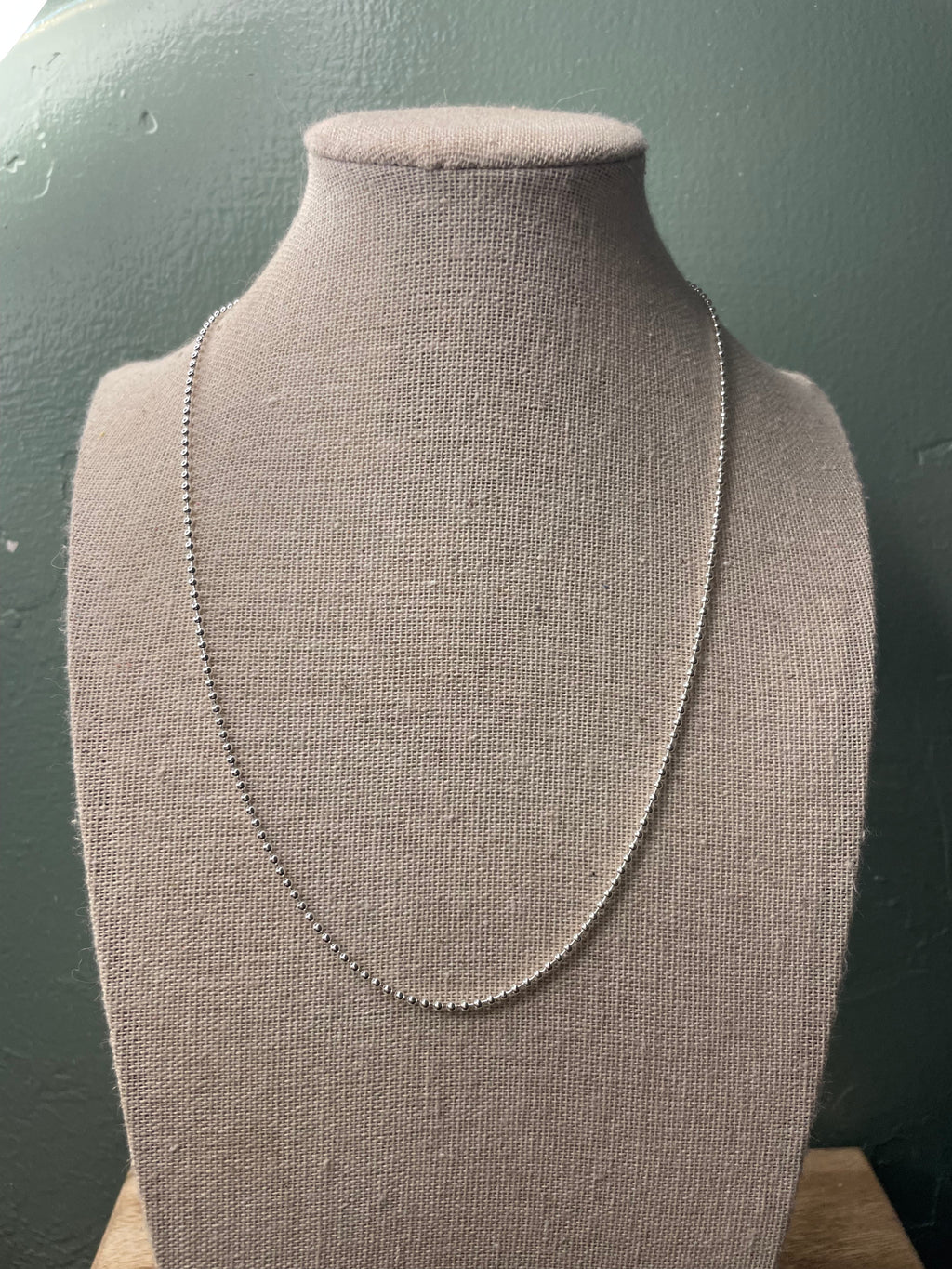 2mm Sterling Silver Pearl Beaded 18” Necklace