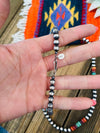 Navajo Multi Stone & Sterling Silver Pearl Beaded 30” Necklace