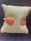 Navajo Orange Spiny & Sterling Silver Navajo Pearls Adjustable Bracelet Signed Emer Thompson