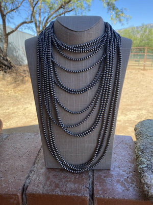 4mm Sterling Silver Navajo Pearl Style Beaded Necklace