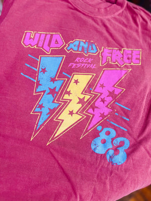 wild and free in 83 rock tour tee